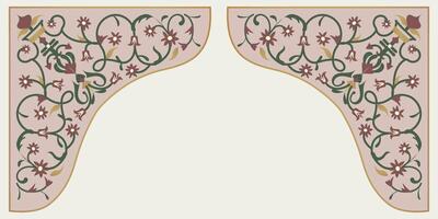 Intricate corner designs with Mughal inspired motifs vector