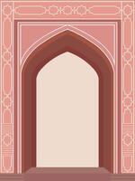 Mughal inspired mosque door illustration with intricate motifs vector