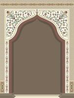Mughal inspired mosque door illustration with intricate motifs vector