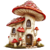 Charm of Cartoon Mushroom Houses in Storytelling png