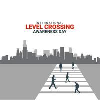 International Level Crossing Awareness Day creative unique concept idea for social media advertising banner design graphics poster, flyer, and awareness about level crossing safety held on 7 June vector