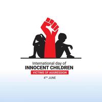 International Day of Innocent Children Victims of Aggression creative Template for background, banner, card, poster. Parents left the girl To stay home alone, world day against child labor concept vector