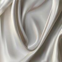 lujo 3d seda o satín tela con curvas y pliegues y un suave lustroso blanco gris superficie. realista seda textura antecedentes. elegante tela ondulado pañería. ilustración vector