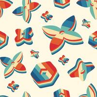 Retro aesthetic style seamless pattern with abstract geometric shapes and elements. Rainbow shapes and figures in retro futuristic style seamless background. illustration vector