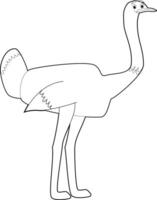 Easy Coloring Animals for Kids. Ostrich vector