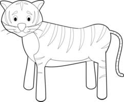 Easy Coloring Animals for Kids. Tiger vector