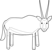 Easy Coloring Animals for Kids. Oryx Gazelle vector