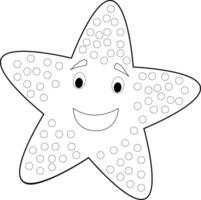 Easy Coloring Animals for Kids. Starfish vector