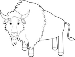 Easy Coloring Animals for Kids. Buffalo vector