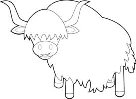 fácil colorante animales para niños. yak vector