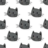 Seamless pattern with cat muzzle doodle for decorative print, wrapping paper, greeting cards, wallpaper and fabric vector