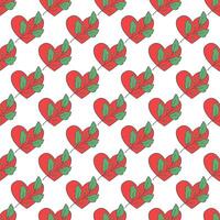 Seamless pattern with hand drawn heart doodle for decorative print, wrapping paper, greeting cards and fabric vector