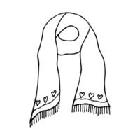 Knitted scarf doodle Hand drawn winter accessories Single design element for card, print, design, decor vector