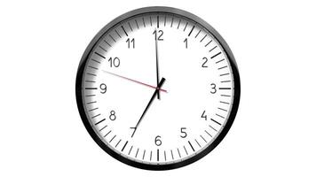 Classic wall clock on white background - 7 o clock video