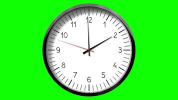 Classic wall clock on green background - 2 o clock video