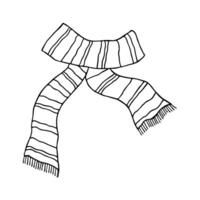 Knitted scarf doodle Hand drawn winter accessories Single design element for card, print, design, decor vector