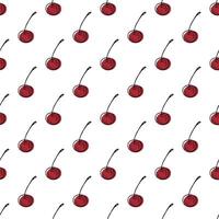 Seamless pattern with cherry doodle for decorative print, wrapping paper, greeting cards, wallpaper and fabric vector