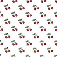 Seamless pattern with cherry doodle for decorative print, wrapping paper, greeting cards, wallpaper and fabric vector