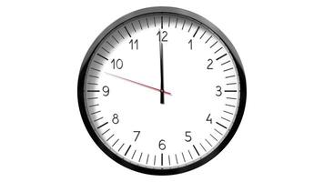 Classic wall clock on white background - 12 o clock video