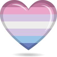 Bigender pride flag in heart shape illustration vector