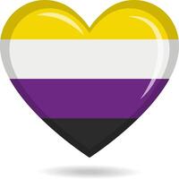 Non Binary pride flag in heart shape illustration vector