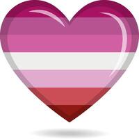 Lesbian pride flag in heart shape illustration vector