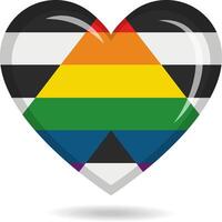 Straight Ally pride flag in heart shape illustration vector