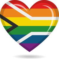 Rainbow South Africa lgbt pride flag in heart shape illustration vector