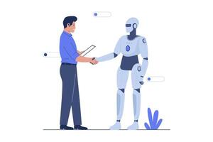 artificial inteligencia robot apretón de manos vector