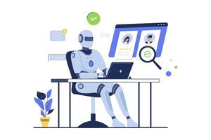 Artificial intelligence robots scan CV to hire people vector
