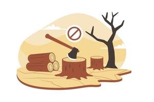 Deforestation and exploitation forest illustration vector