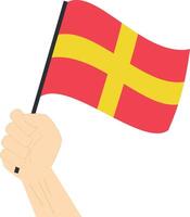 Hand holding and rising the maritime flag to represent the letter R Illustration vector