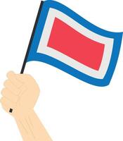 Hand holding and rising the maritime flag to represent the letter W Illustration vector