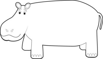 Easy Coloring Animals for Kids. Hippo vector