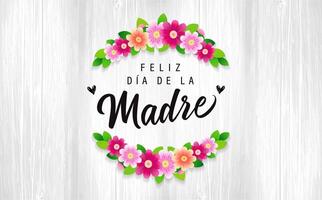 Spanish greetings Happy Mother's Day, postcard design vector