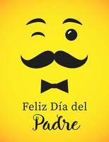 Happy Father's Day Spanish congrats. Internet banner with yellow emoticon. Creative trendy greeting card vector