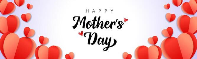 Happy Mother's Day Internet banner, web button with 3D paper style elements vector