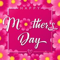 Mother's Day cute square card with floral frame vector