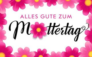 Happy Mother's day German greeting card. Postcard design vector