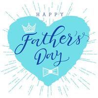 Happy Father's day cute banner with creative blue heart. Postcard template vector