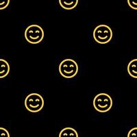 Seamless pattern with emoji, smiles, messages, social media elements. Chatting concept. Fabric texture, textile design in flat style on black background. Dark Theme. Flat design vector