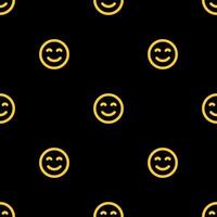 Seamless pattern with emoji, smiles, messages, social media elements. Chatting concept. Fabric texture, textile design in flat style on black background. Dark Theme. Flat design vector