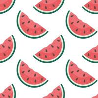 Cute Watermelon seamless pattern. Hand drawn cartoon illustration. Watermelon piece pattern in cartoon style. Flat design vector