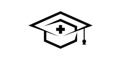 educativo médico logo diseño, sombrero, graduación, clínica, médico, collage, logo diseño plantilla, icono, , símbolo, idea. vector