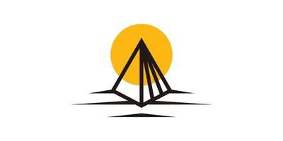 pyramid and sun logo design, logo design template, icon, , symbol, idea. vector
