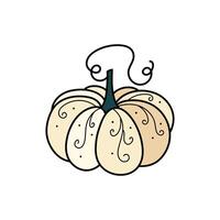 Cute autumn white pumpkin with ornament hand drawn clipart vector