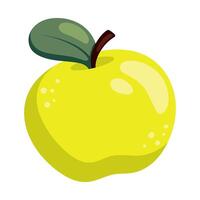 Green apple simple illustration. Ripe juicy fruit. Bright cartoon flat clipart vector