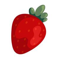 Strawberry simple illustration. Ripe juicy berry. Bright cartoon flat clipart vector