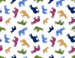 Abstract seamless children pattern with colorful african elephants. Print for wallpaper, textiles, clothing, stationery, bedding, linen, swimwear, utensils. Background labels, emblems vector