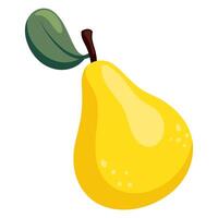 Yellow pear simple illustration. Ripe juicy fruit. Bright cartoon flat clipart vector